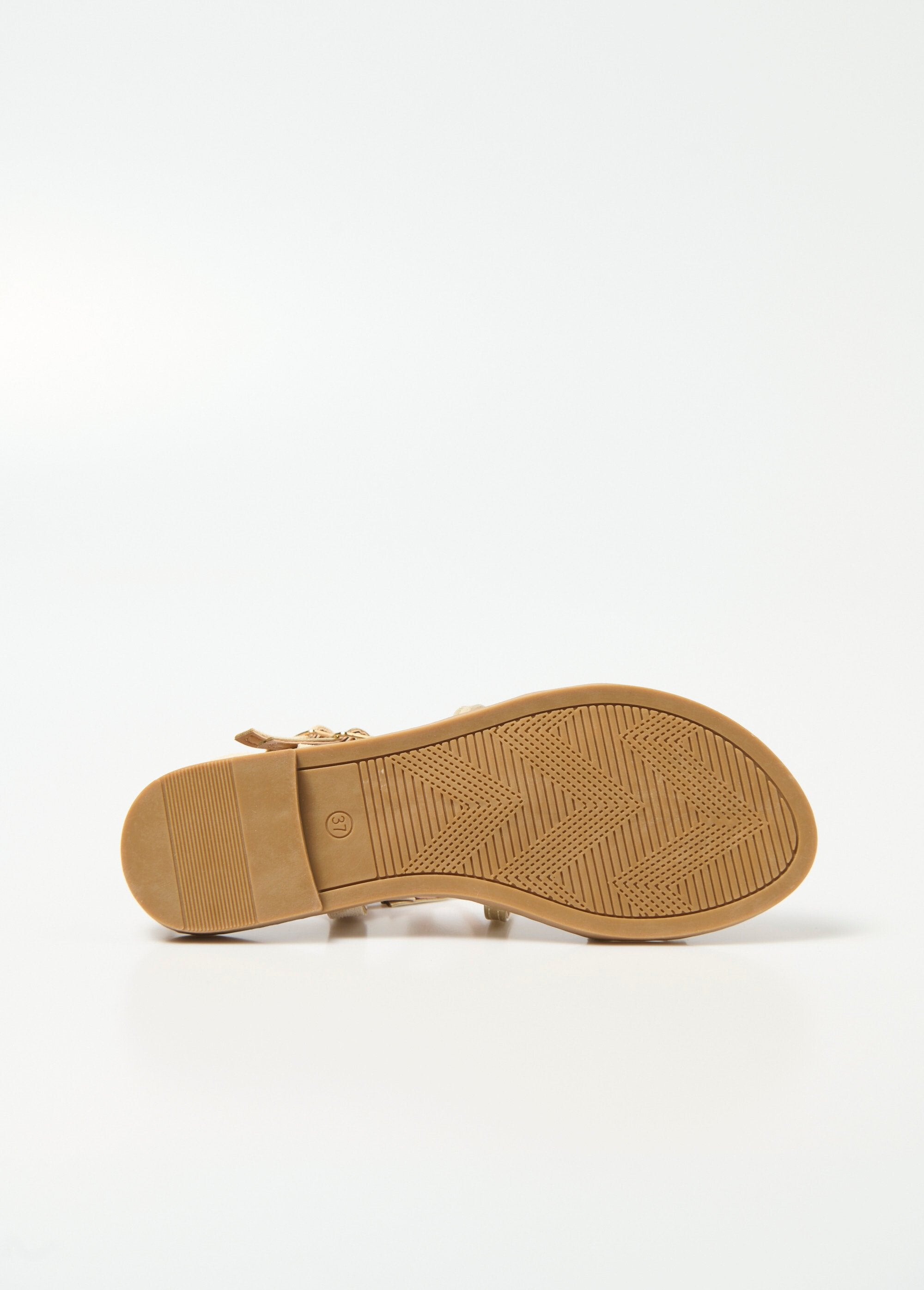Two-material_gladiator_sandals_with_straps_Beige_and_gold_UN1_slim