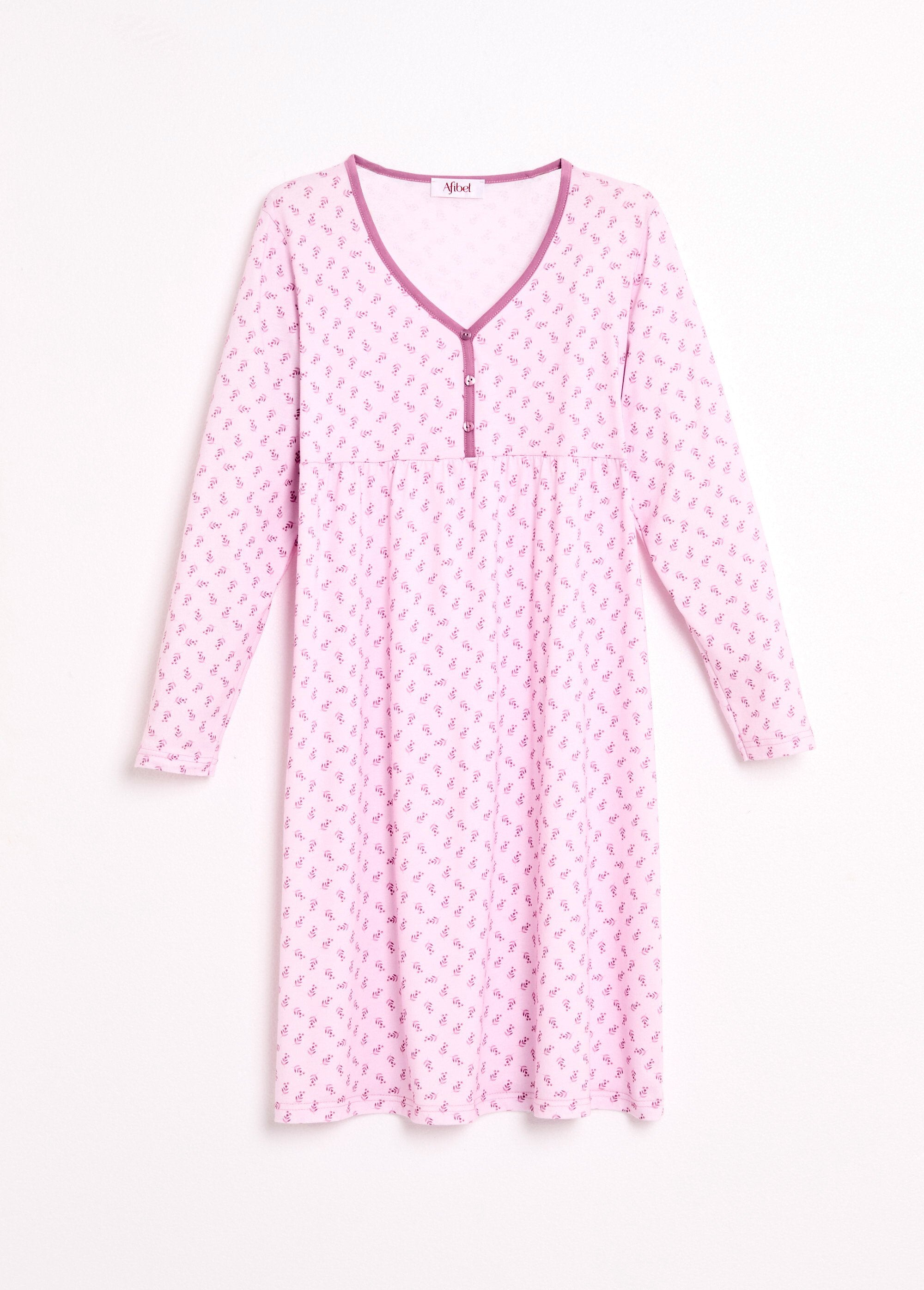 Long_3/4_sleeve_printed_cotton_nightgown_Pink_AP1_slim