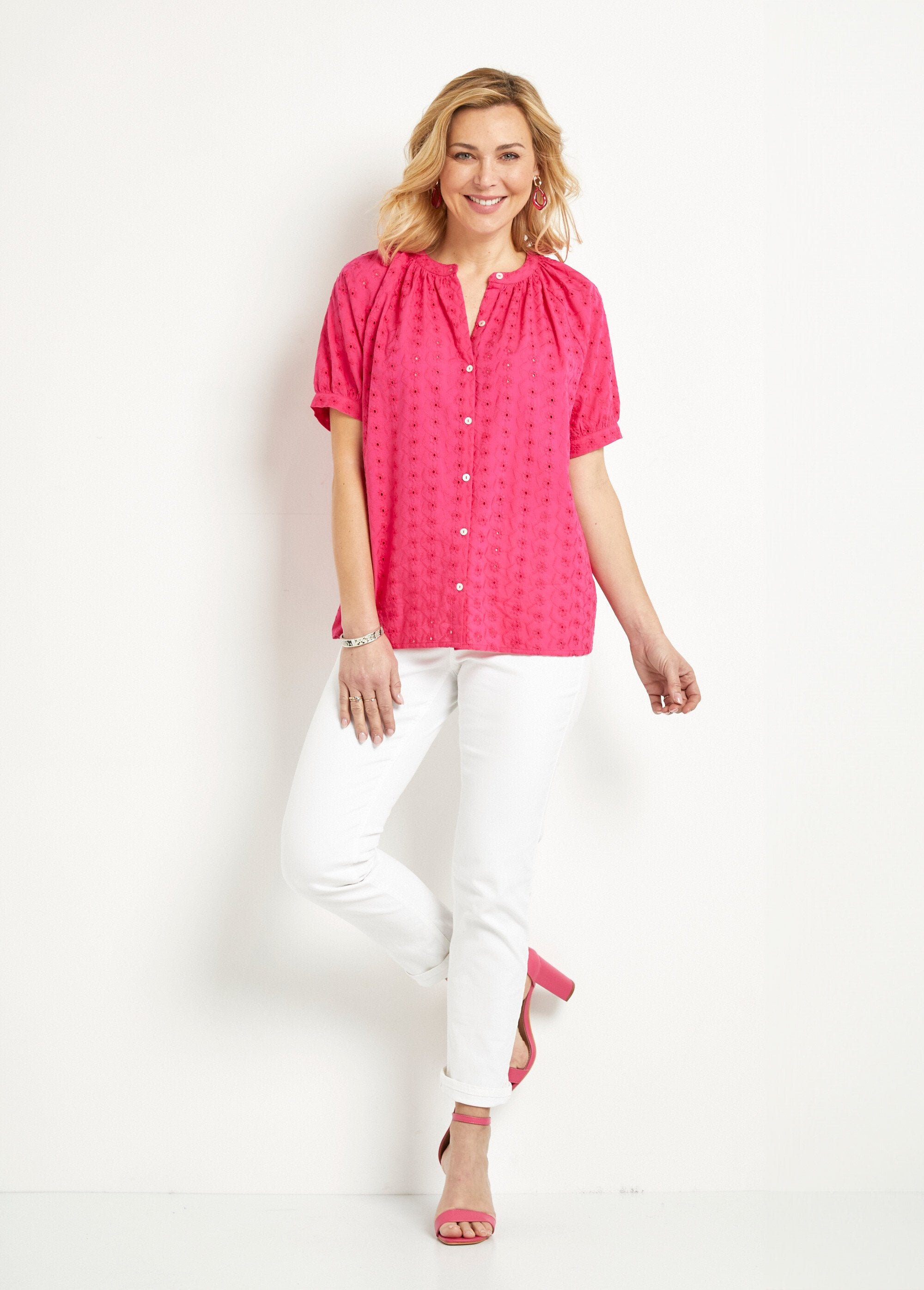 Loose-fitting_embroidered_cotton_blouse_without_collar_Fuchsia_SF1_slim
