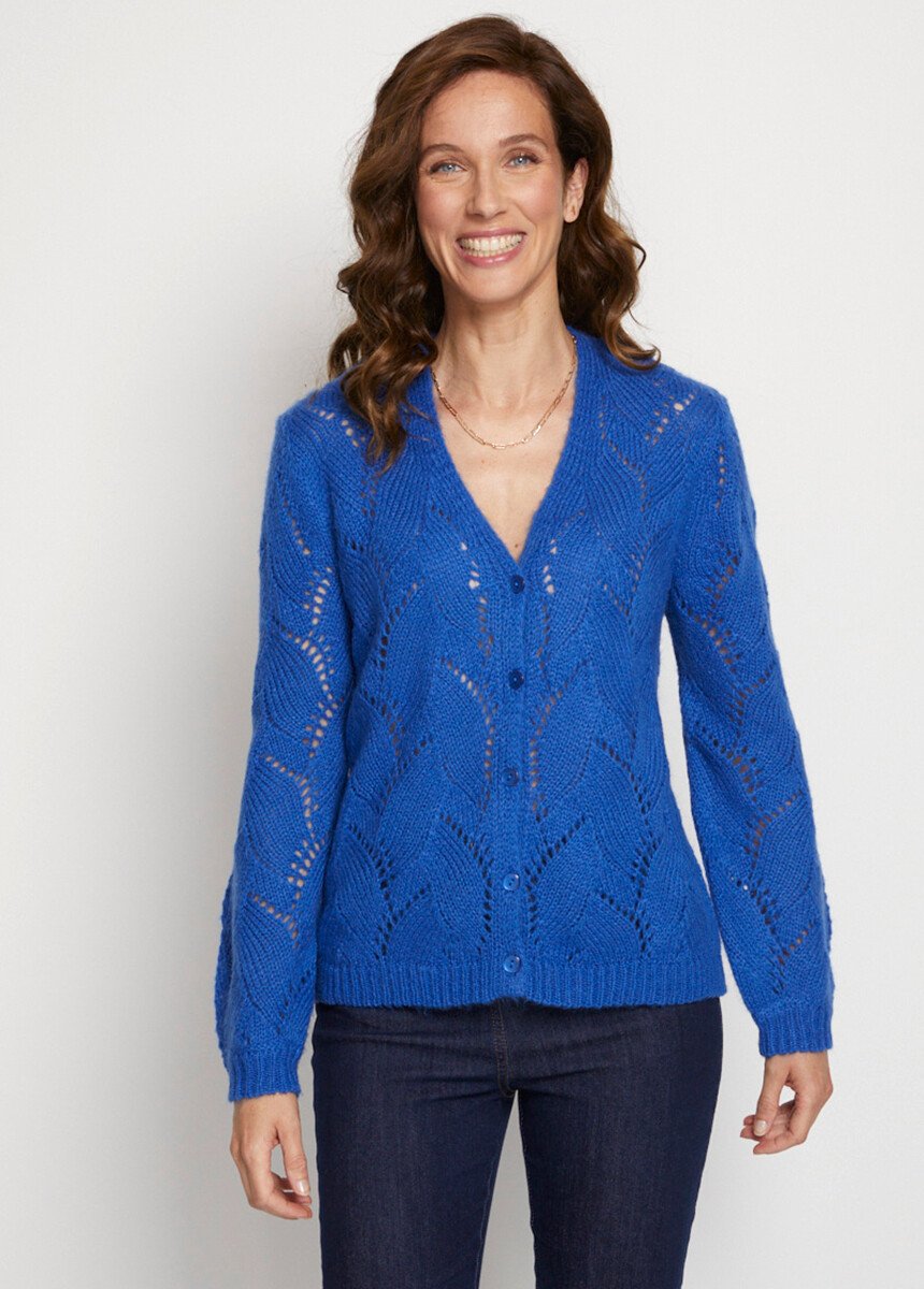 Openwork_knit_buttoned_V-neck_cardigan_Blue_FA1_slim
