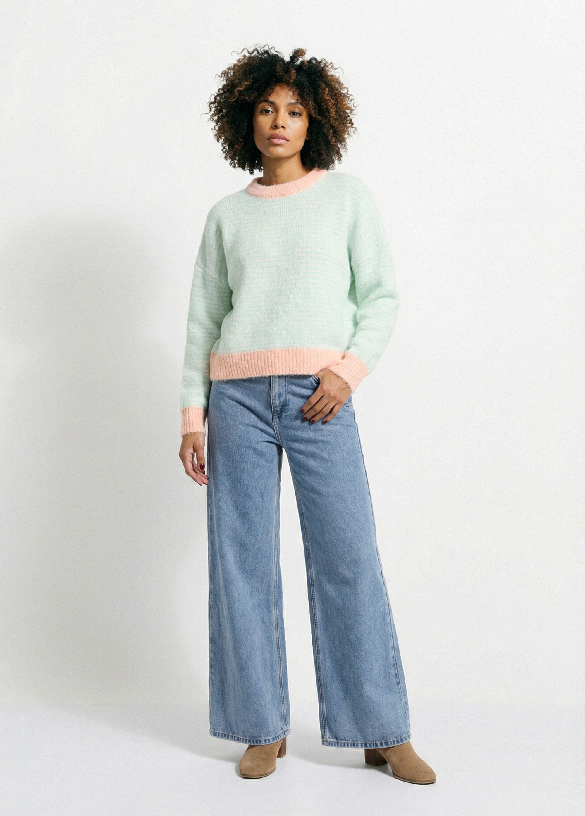 Fluffy_pastel_striped_loose_fit_sweater_Aqua_and_salmon_SF1_slim