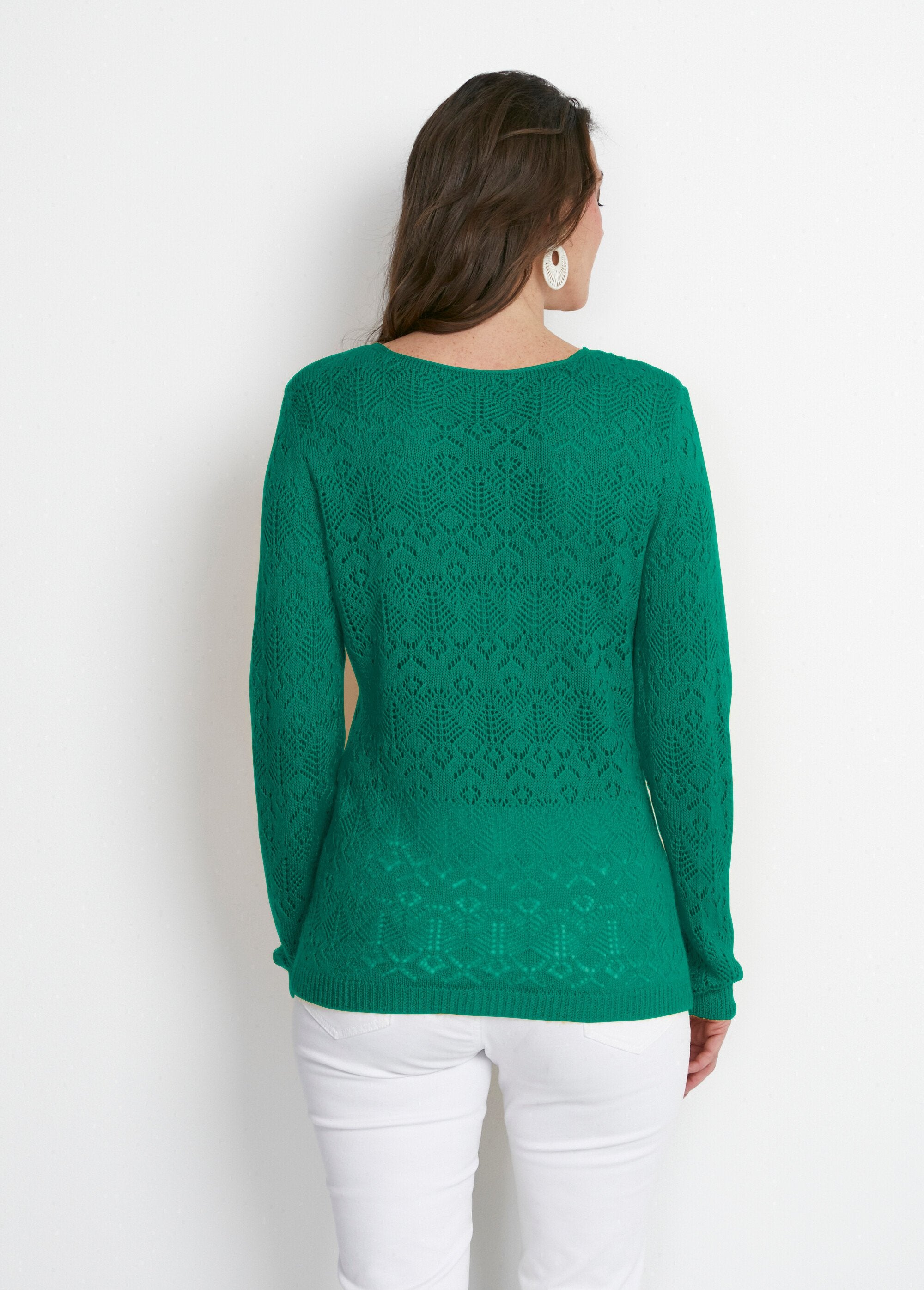 Pull_maille_ajourée_manches_longues_Vert_DO1_slim