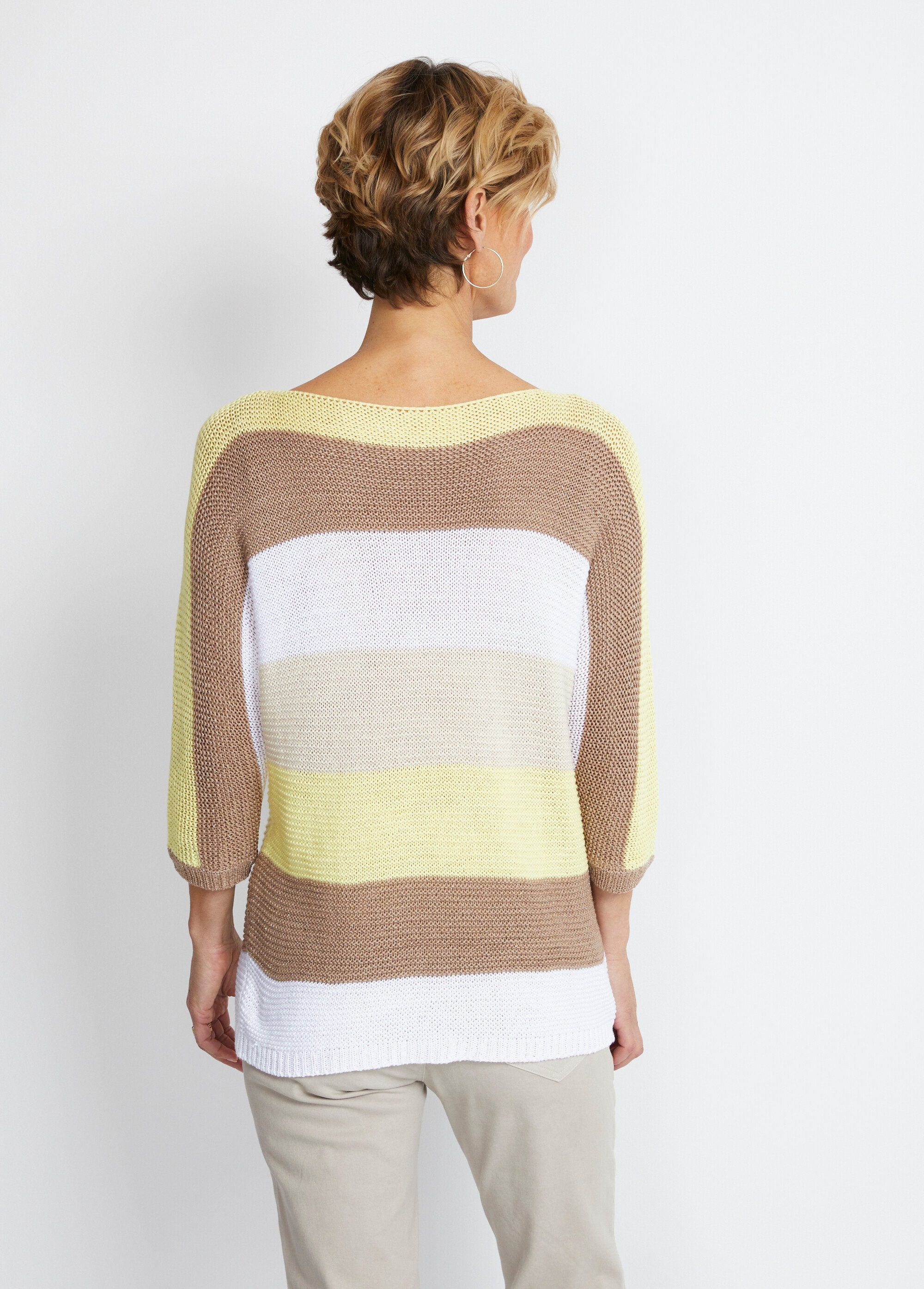 Striped_3/4_sleeve_garter_stitch_sweater_Yellow_and_gold_DO1_slim