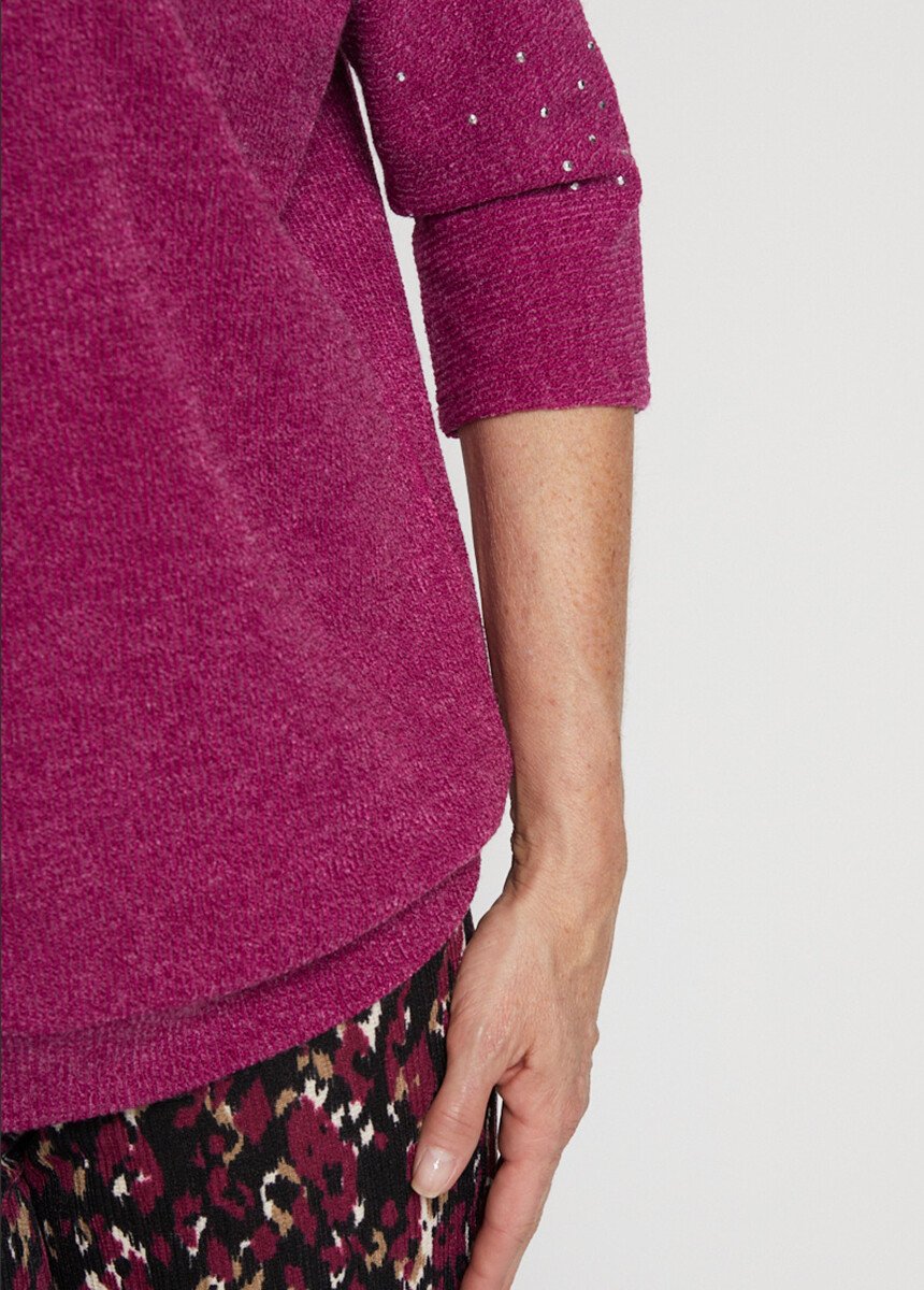 Volume_T_sweater_with_3/4_kimono_sleeves_Fuchsia_DE3_slim