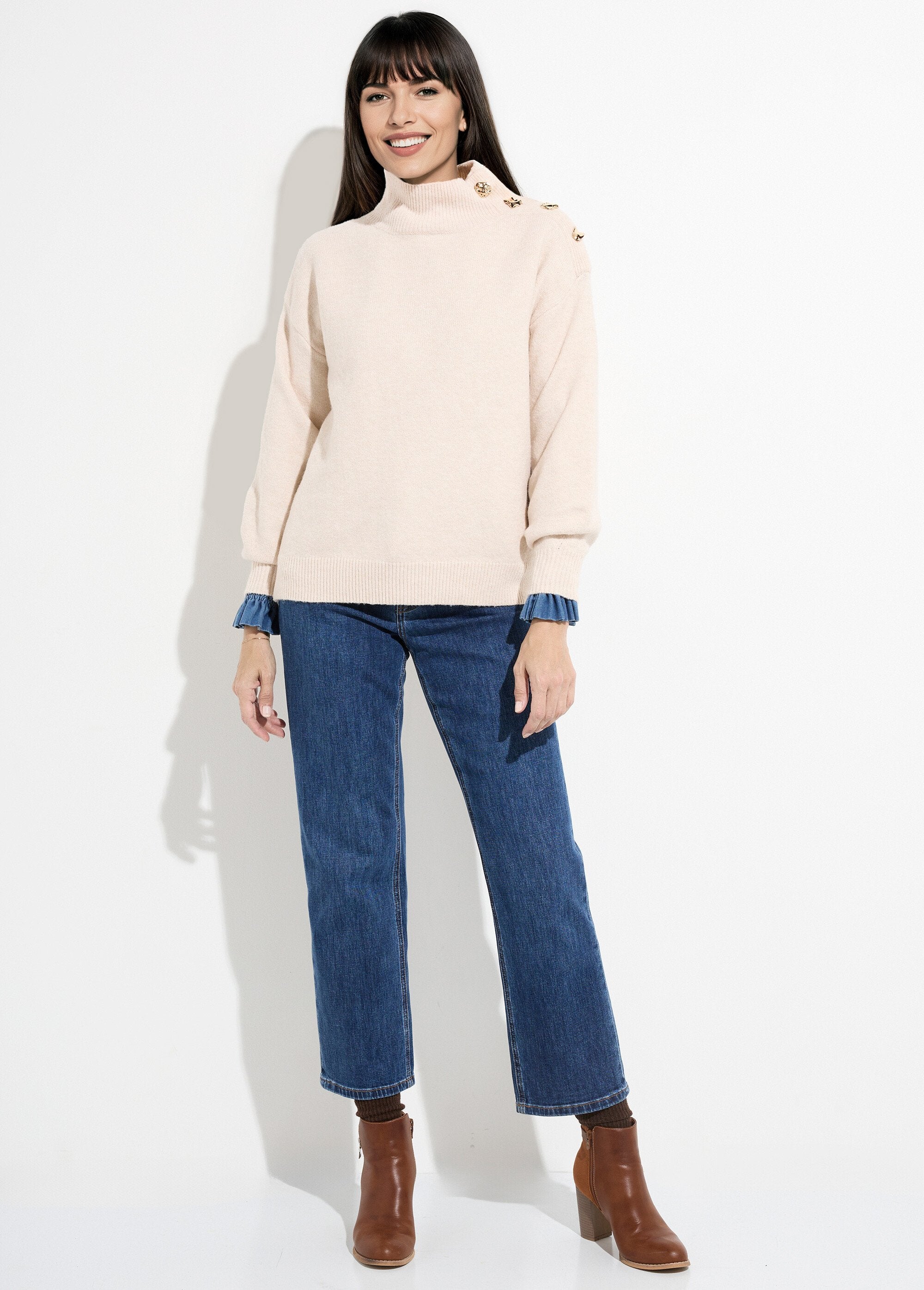 High-neck_sweater_with_metal_jewel_buttons_Beige_SF1_slim