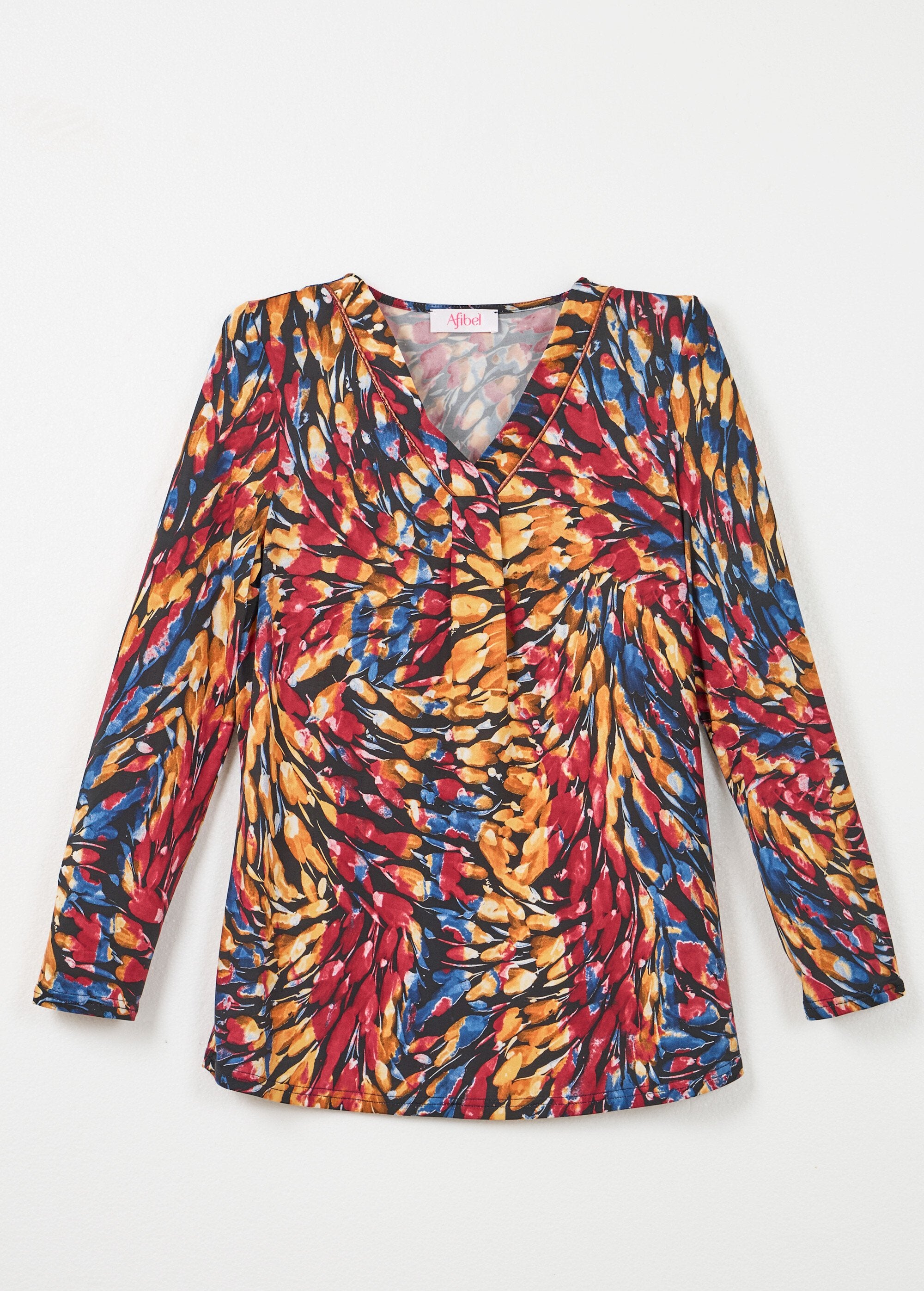 Long_loose_V-neck_long-sleeved_T-shirt_Bordeaux_and_honey_AP1_slim