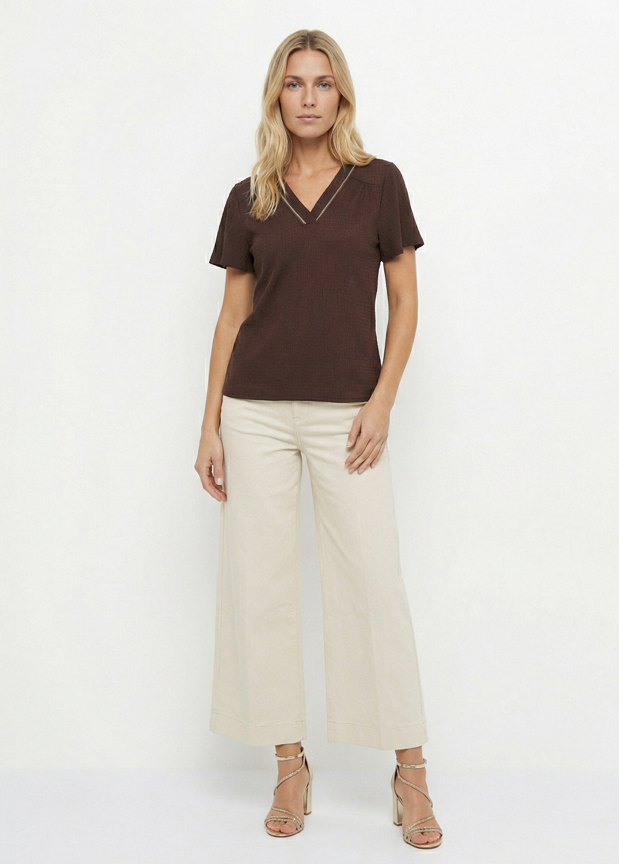 Textured_tunic,_V-neck_with_trim_Chocolate_SF1_slim
