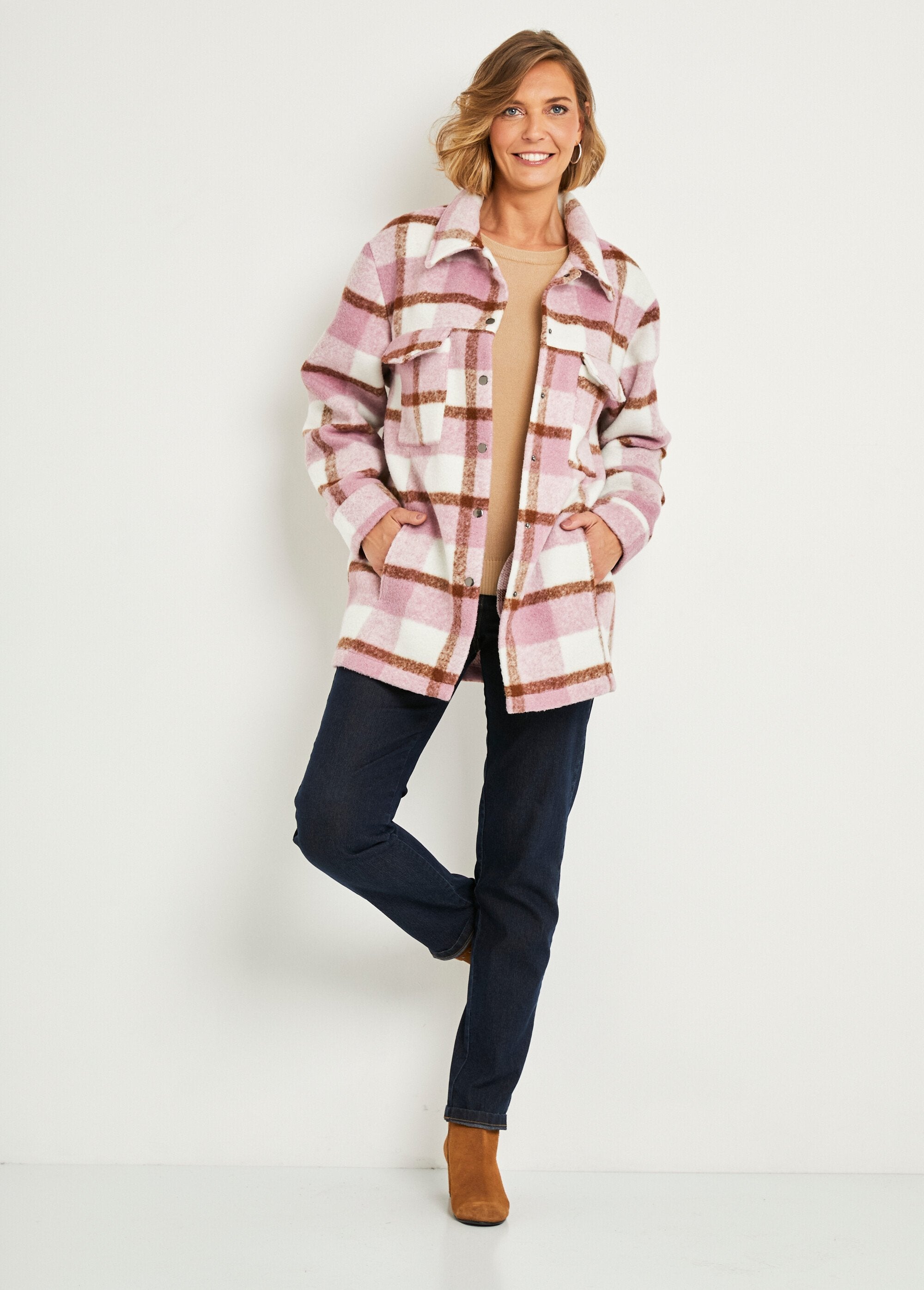 Warm_plaid_overshirt_jacket_Camel_and_lilac_SF1_slim