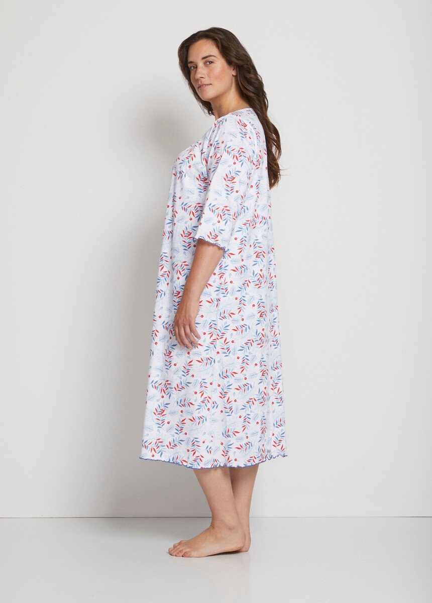 Long_3/4_sleeve_printed_cotton_nightgown_White_background_DR1_slim