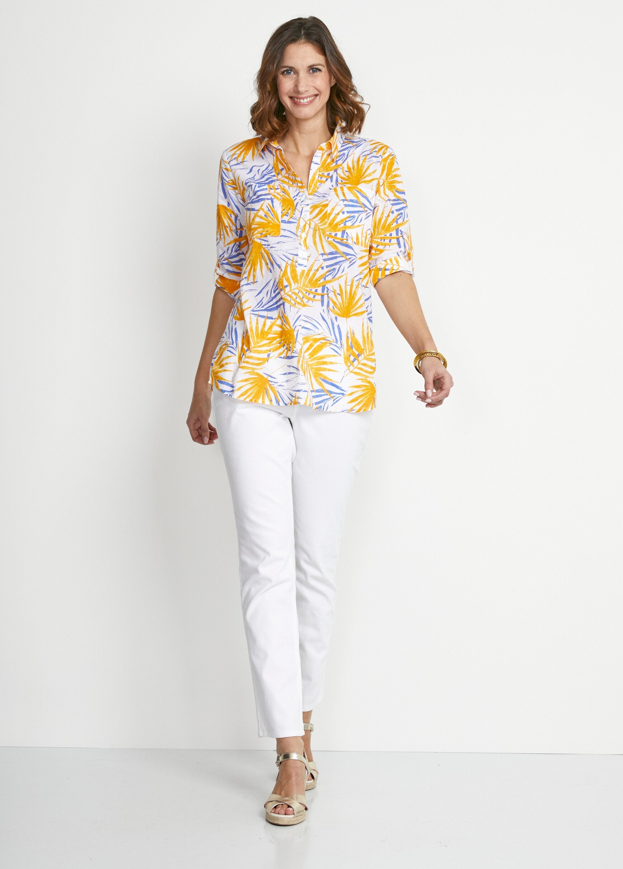 Long_printed_cotton_buttoned_blouse_Yellow_print_SF1_slim