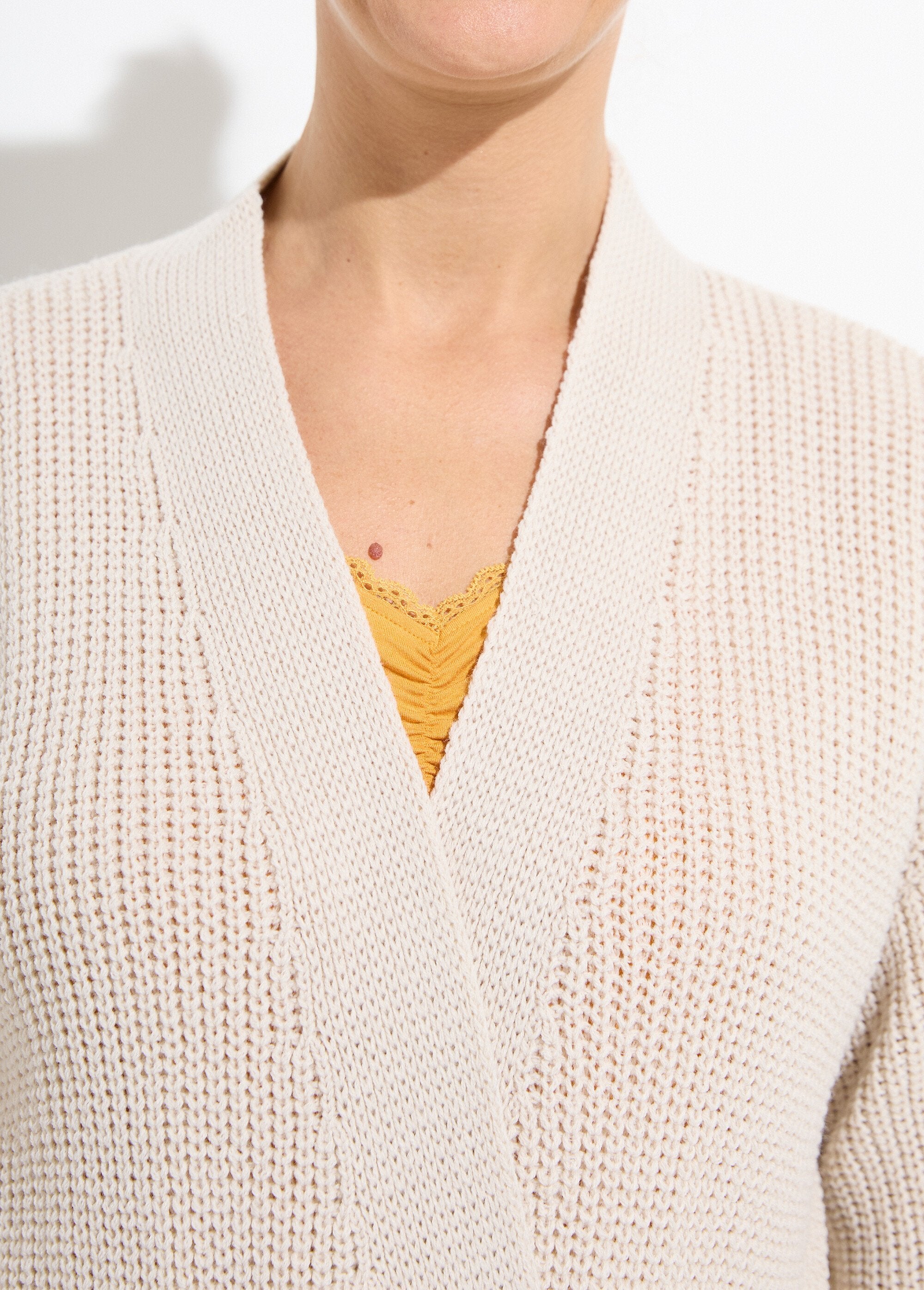 Gilet_long_uni_bord_à_bord_maille_perlée_Ficelle_DE1_slim