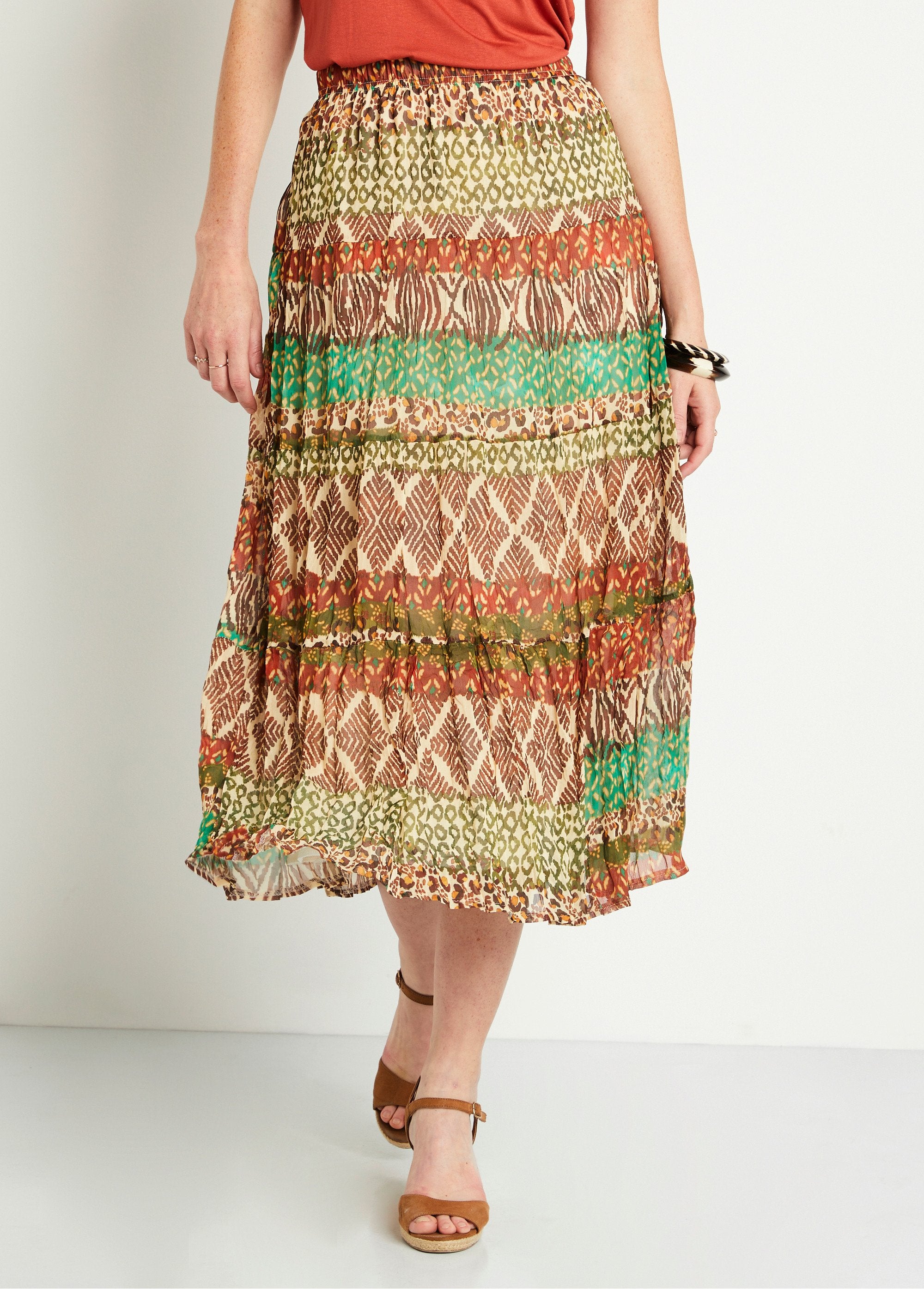 Long_flared_skirt_with_printed_veil_Brown_and_green_FA1_slim