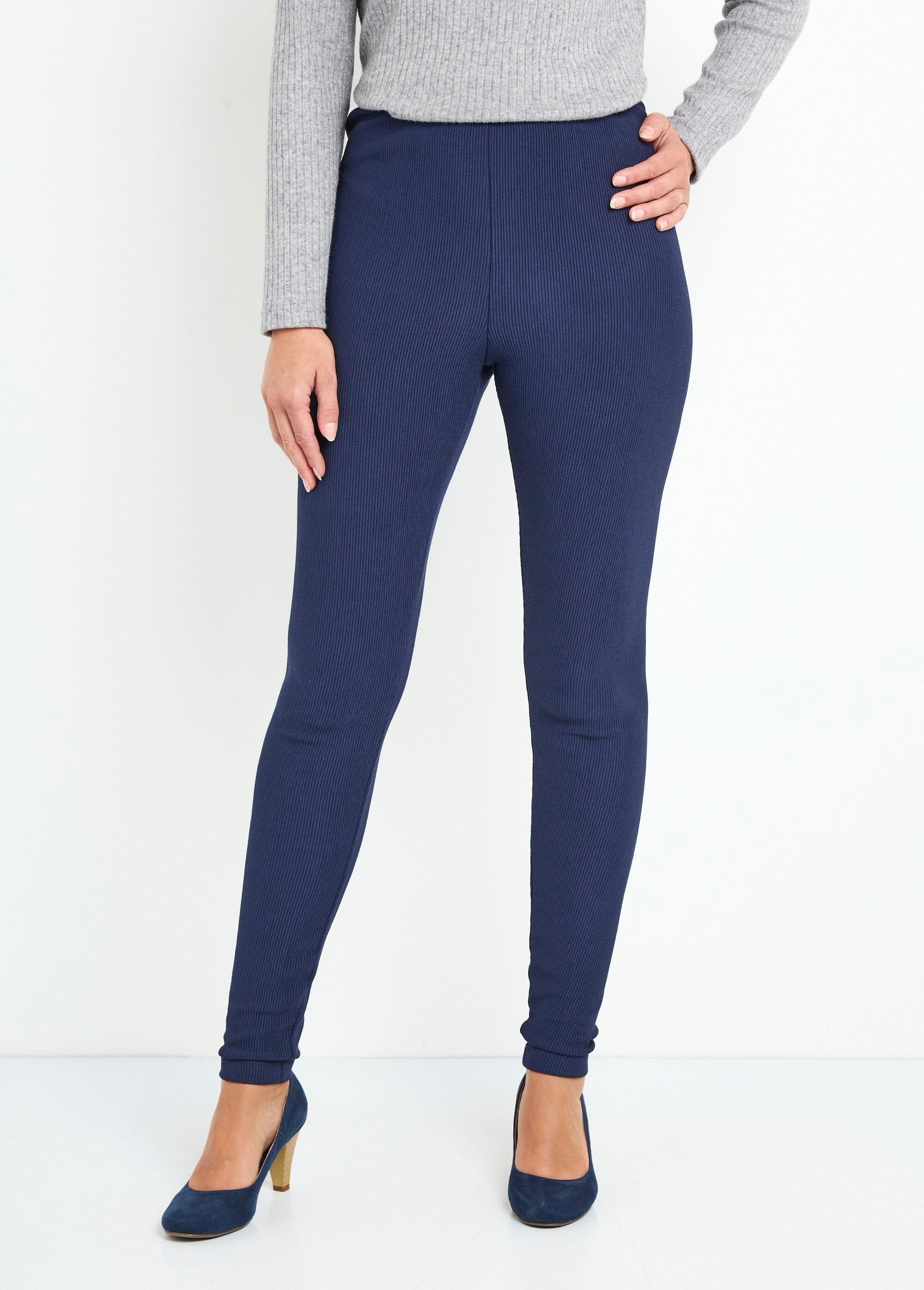 Legging_côtelé_taille_élastiquée_Marine_FA1_slim