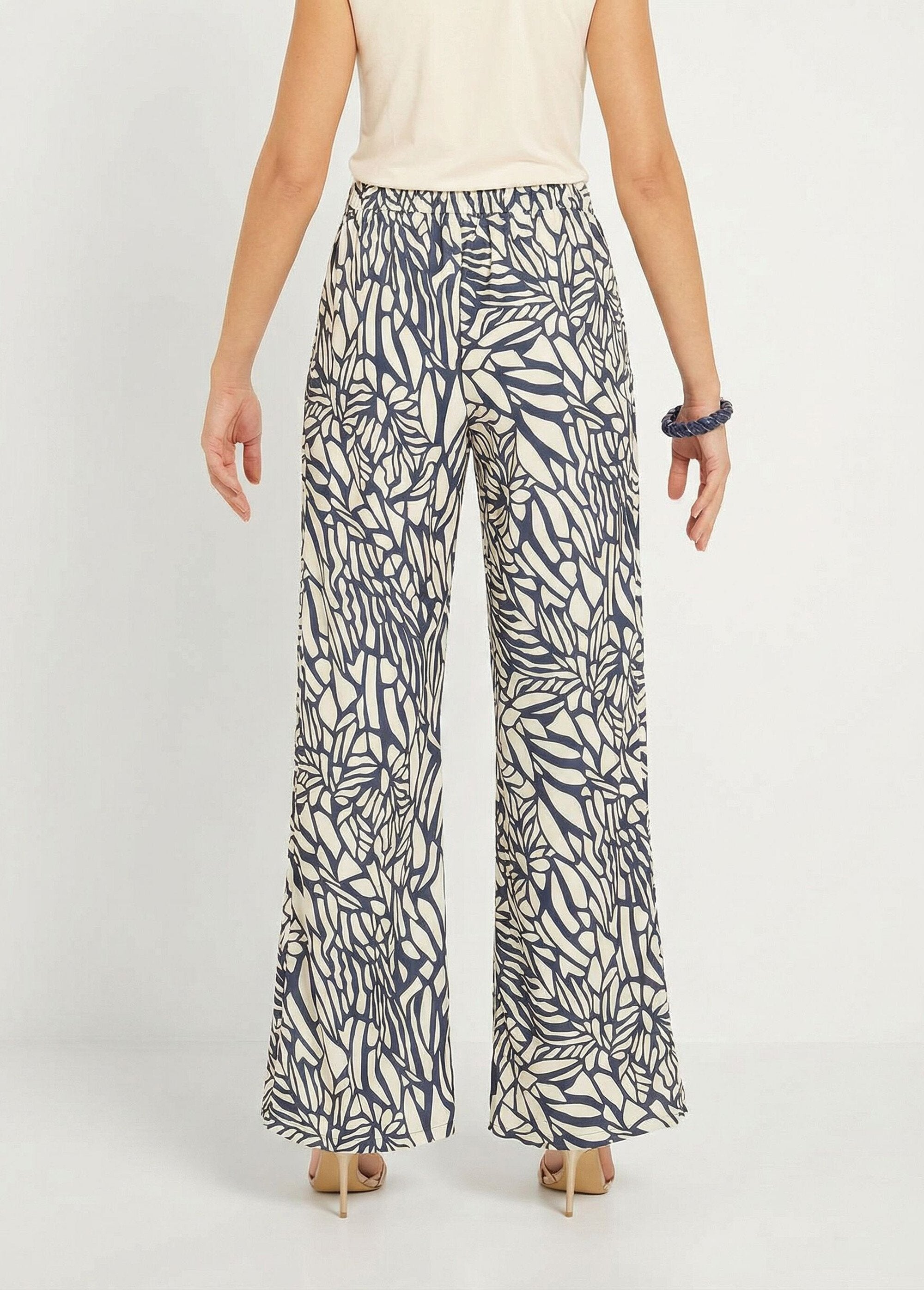 Pantalon_large_semi_élastiqué_motif_graphique_Marine_et_blanc_DO1_slim