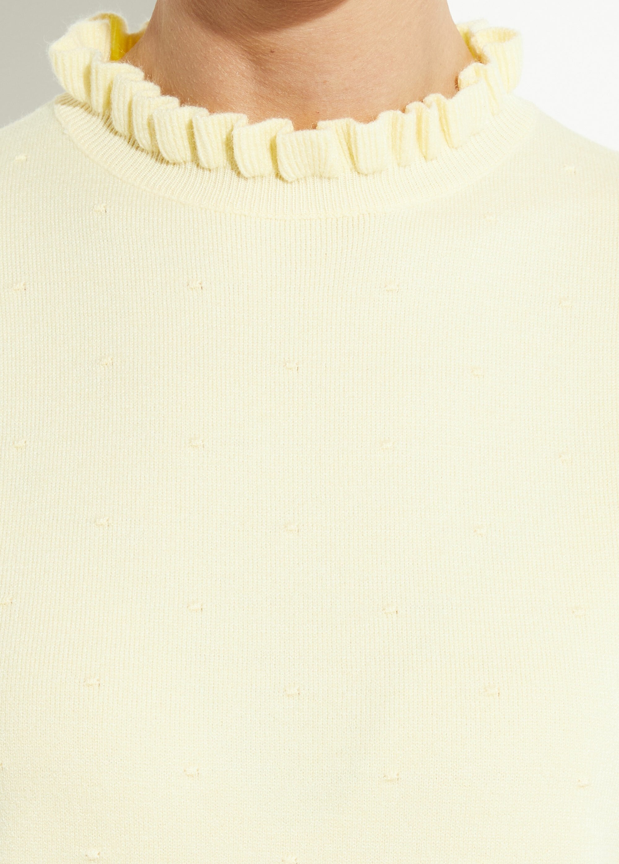 High-neck_pleated_sweater_with_dotted_Swiss_knit_YELLOW_DE1_slim