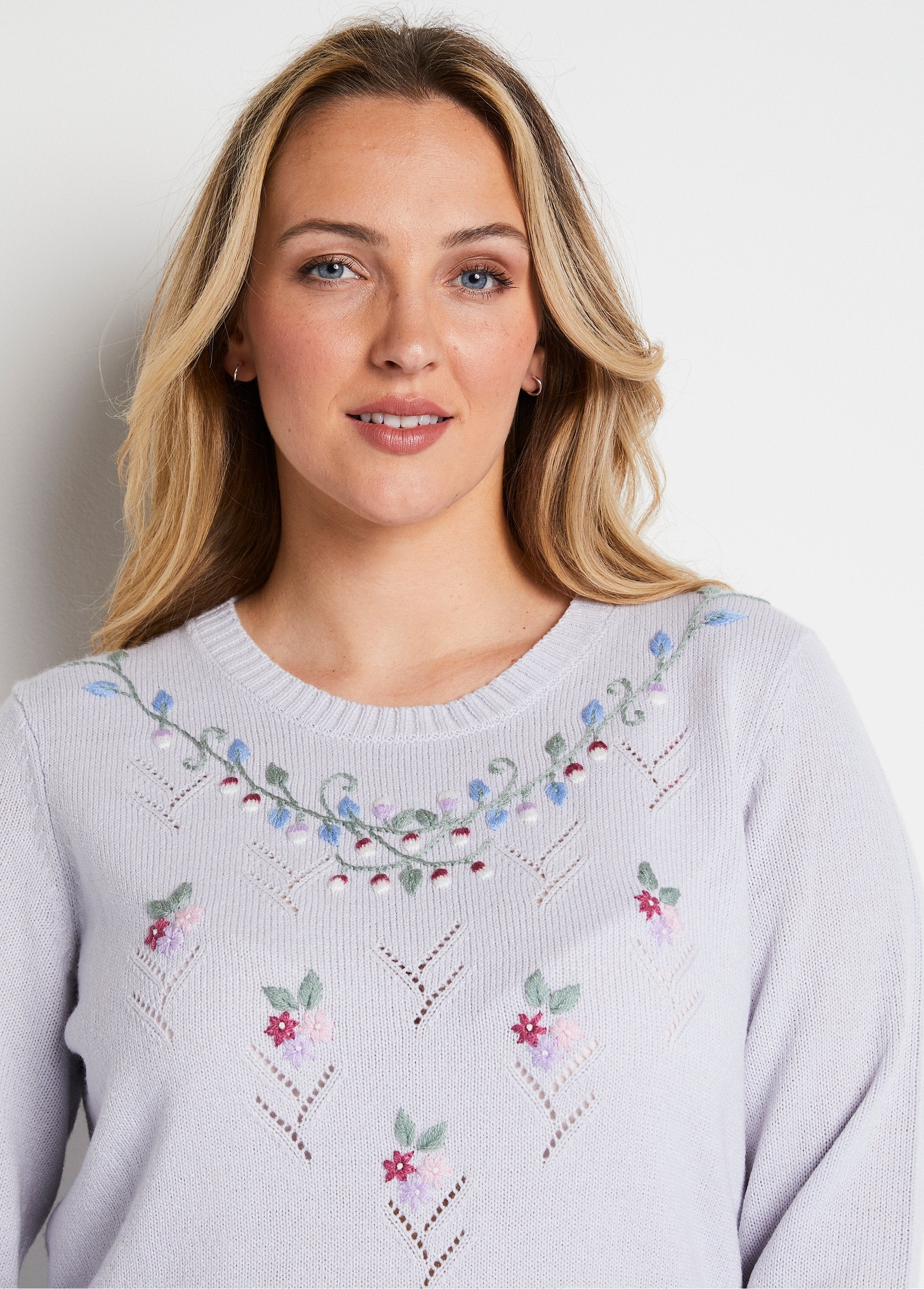 Soft_plain_embroidered_openwork_round_neck_sweater_Money_DE1_curvy