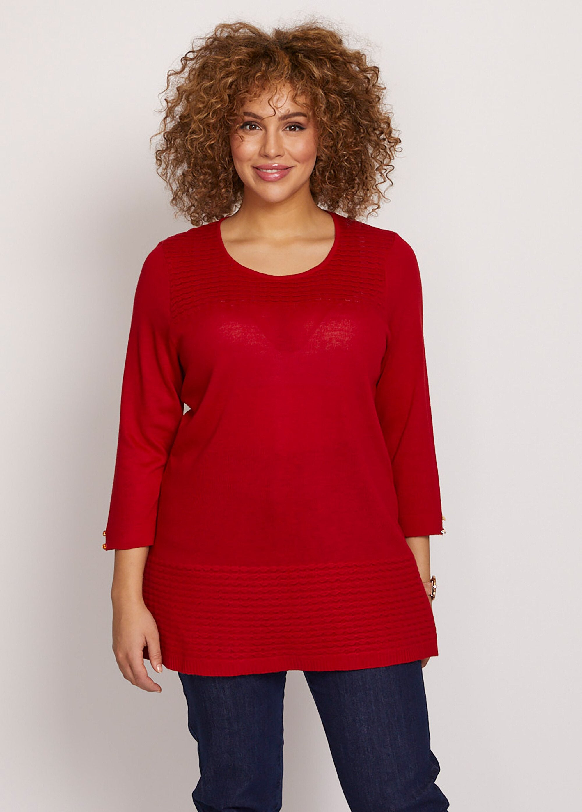Pull-tunique_manches_3/4_maille_fantaisie_Carmin_FA1_curvy