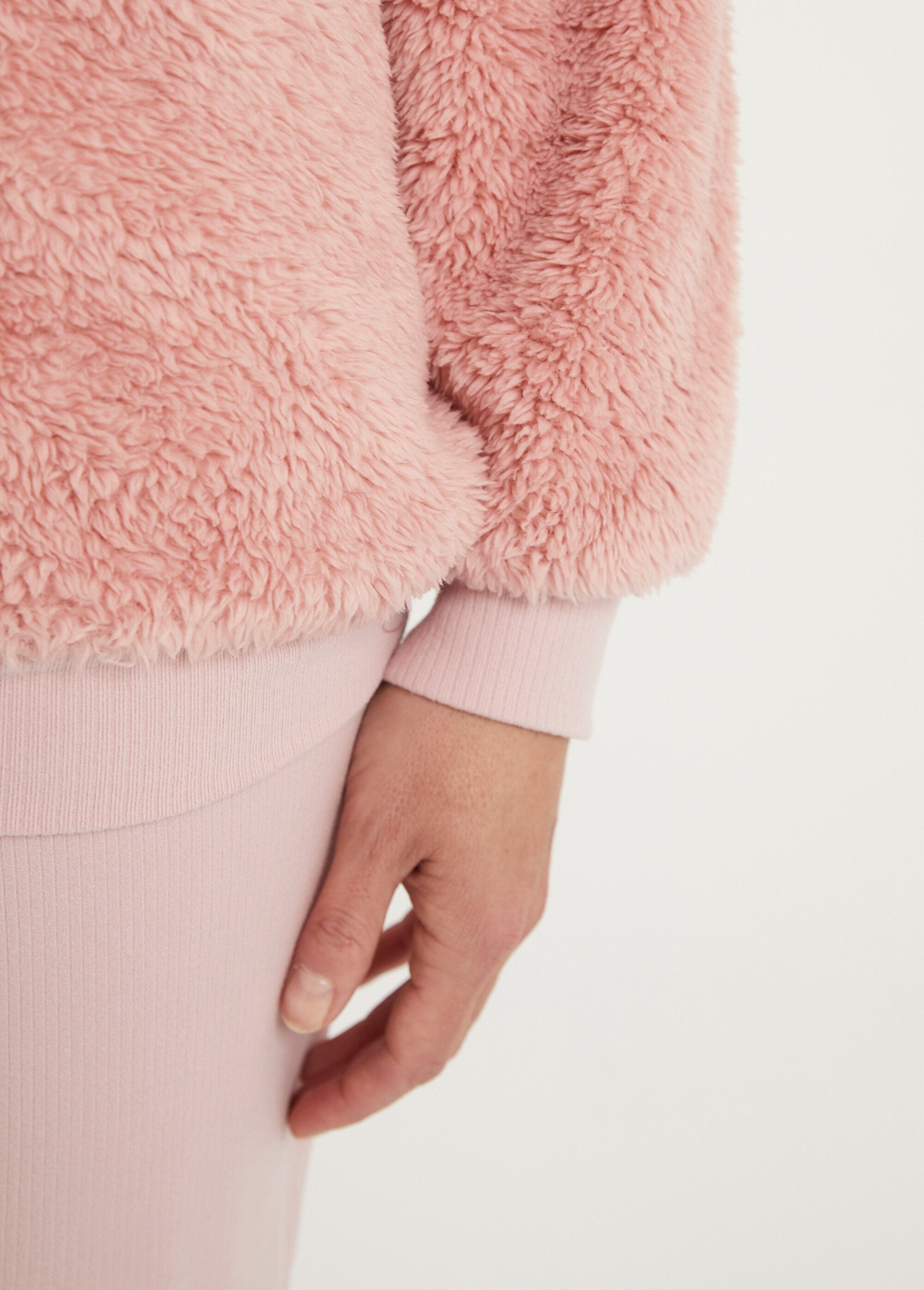 Warm_plain_V-neck_long-sleeved_plush_pyjamas_Old_pink_DE3_slim