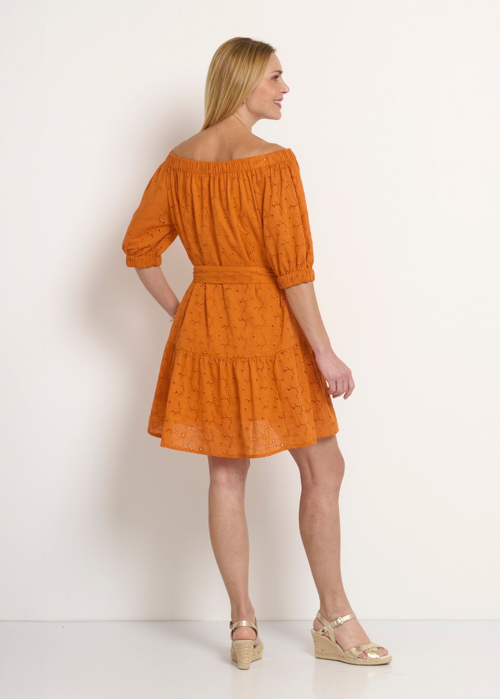 Short_Bardot_collar_dress_with_English_embroidery_Orange_DO1_slim