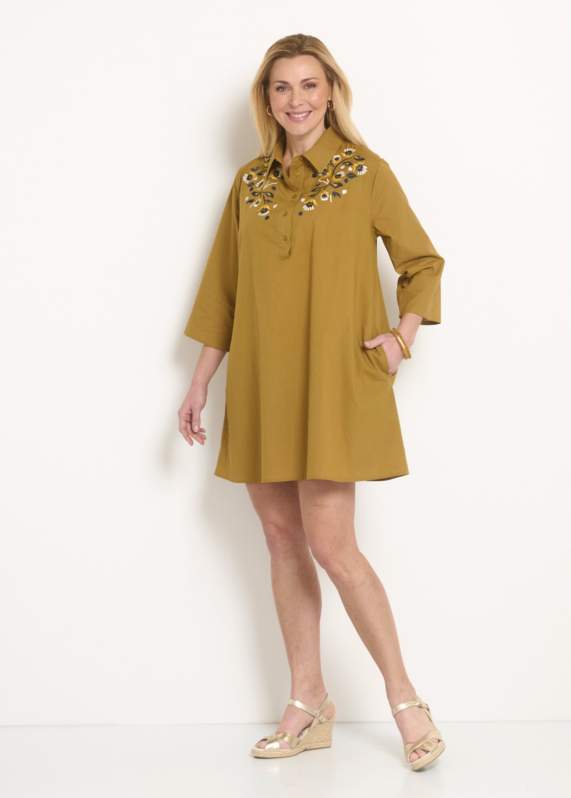 3/4_sleeve_cover_dress_with_colorful_embroidery_Hazelnut_FA1_slim