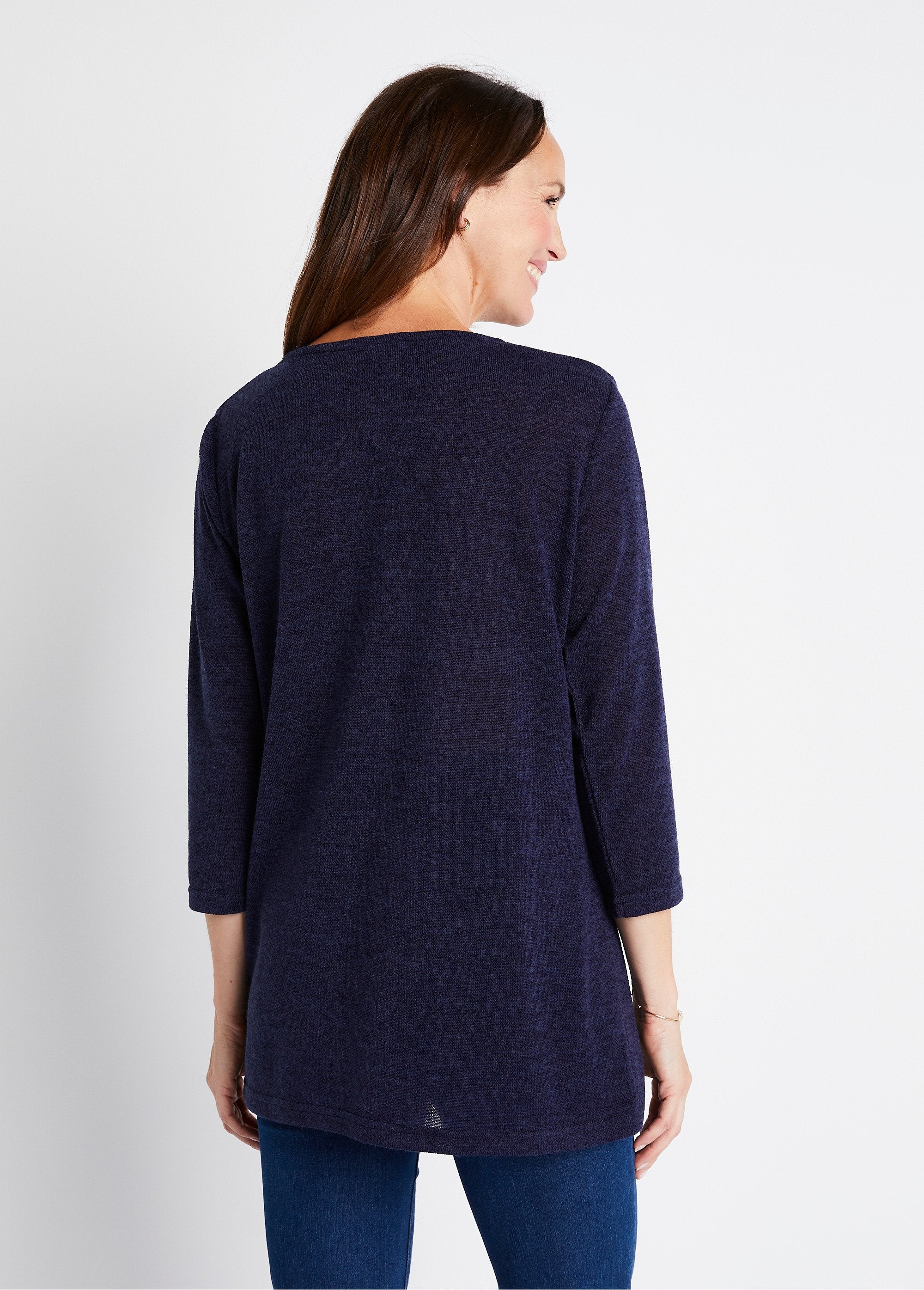 Long_flared_t-shirt_with_3/4_sleeves_and_round_neck_Plain_navy_DO1_slim