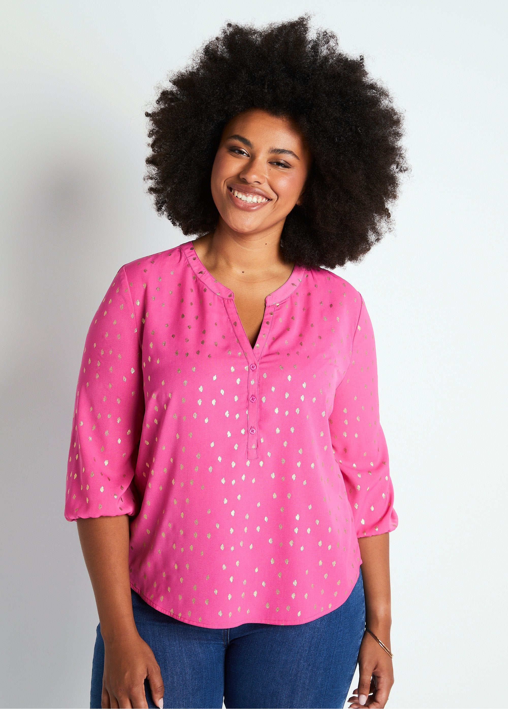 Loose_mid-length_tunic_with_3/4_sleeves_Pink_FA2_curvy