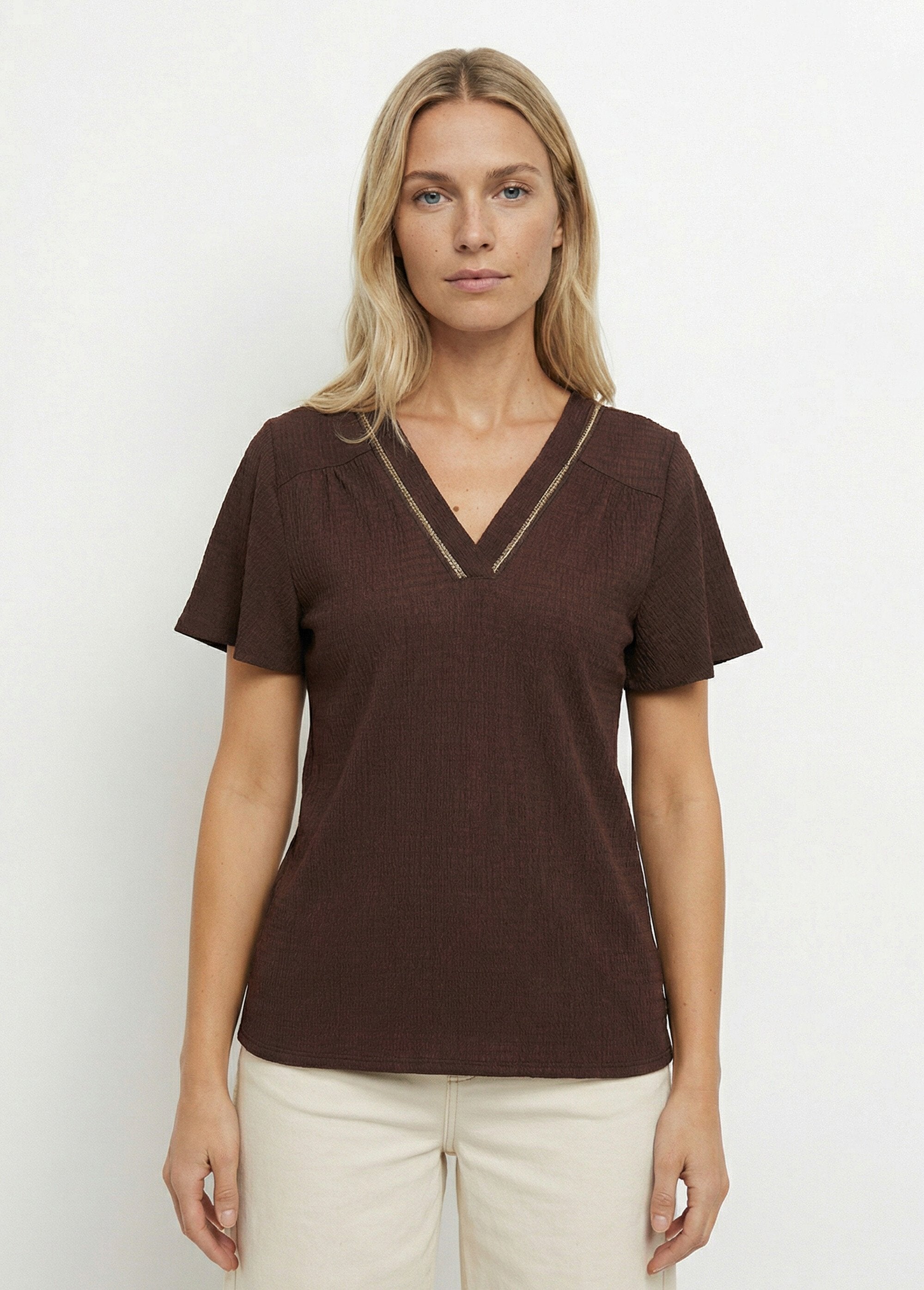 Tunique_texturée,_encolure_V_avec_galon_Chocolat_FA1_slim